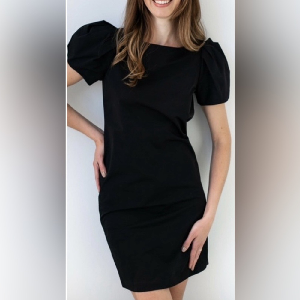 Diane Von Furstenberg Lionel Elegant Black Puff Sleeve Dress